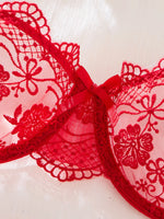 Lady Floral Embroidery Lingerie Set Women Sheer Bra and Brief Underwear Set Satin Sexy Intimates Underwear
