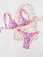 Sexy Orange Print Micro Bikini 2026 Women Double Strap Push Up Bra Hollow Out Thong Swimsuit Beach Bathing Suit Holiday Swimwear