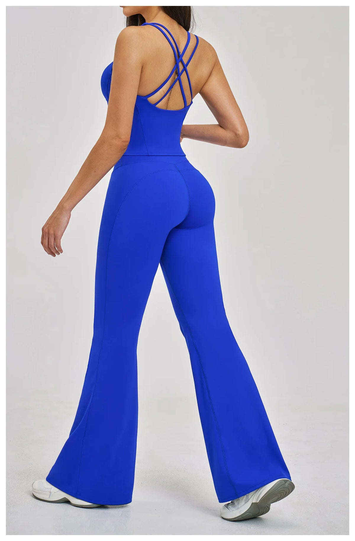 Summer Yoga Set Women Back Cross Shock-absorbing Slim Sports Tank Top Exercise Sets Outwear Running Flare Leggings Fitness Suits