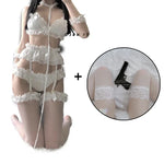 Porno Women Sexy Lingerie Set Lolita Costumes Erotic Cute Ruffles Pink Lace Kawaii Babydoll Soft Pajamas Cosplay Outfit