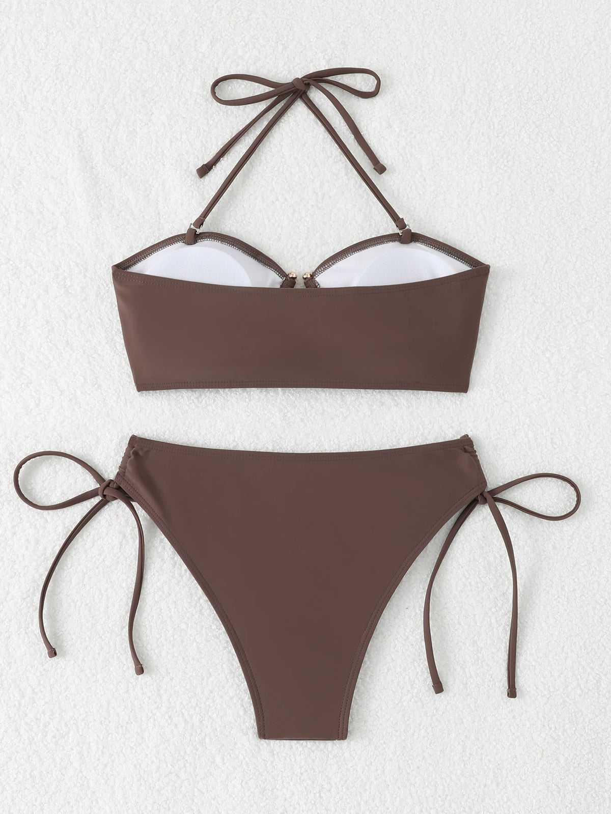 Halter Bandeau Bikinis 2026 Women Sexy Swimsuit Solid Padded High Waist Swimwear Female Bathers Bathing Swimming Swim Suit