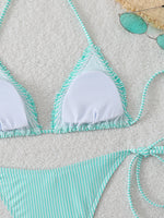 Halter Triangle String Bikinis 2026 Women Sexy Striped Swimsuit RuffleSwimwear Female Bathers Bathing Swimming Swim Suit