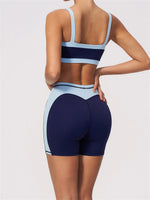 Summer Color Blocking Yoga Suit Women Shockproof Slim Sports Bra High Waist Hip Lift Shorts Gym Running Fitness Sets Tracksuit