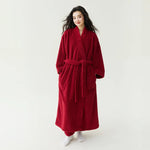 Fall Winter Unisex Couple Maxi Long Bathrobe Thick Soft Coral Velvet Beauty Flannel Warm Morning Robe for Men Women Loungewear
