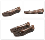 New 2025 Women Fashion Jelly Shoes Summer Cut-out Flat Sandals, Soft PVC Casual Square Toe Girls Daily Walking Sandalias