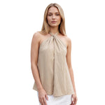Women Tie-up Halter Tops Loose Solid Color Sleeveless Open Back Ruffled Vest Stylish Summer Streetwear