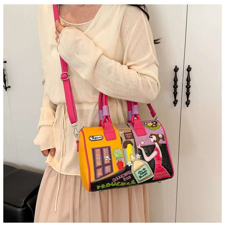 PU New Personality Stylish Shoulder Bags Design Patchwork Zipper 2025 Hot Sale Women's Bags Retro High Quality Women's Bags