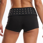 Womens Fold Over Shorts Stylish Rivet Design Low Rise Bodycon Slim Fit Summer Shorts Casual Daily Fashion Streetwear