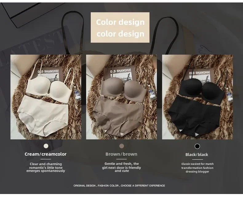 Front Button Underwear Women's Small Chest Pull Up To Show Large Summer Thin Collection Breast Anti-sag White Thin Strap Bra