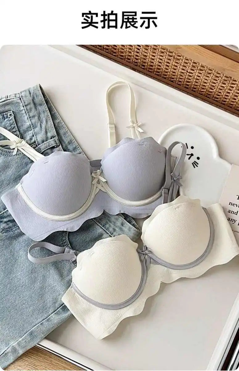 MOYISU Soutien-Gorge Français Sans Armatures 32-38 - Bralette Pureté Anti Affaissement, Set Lingerie Confort Respirant Été Léger