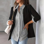Women Shirt Lapel Long Sleeve Women's Shirts Single Breasted Shirt Tops with Patch Pocket Office Tops