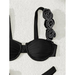 Sexy 3D Flowers Underwired Bikini Women Swimwear Female Swimsuit Two-Pieces Bikini Set Brazilian Bather Bathing Suit Swim V7970