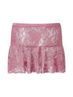 Summer Women Mini Skirts Floral Lace Sheer Elastic Waist A-line Skirt for Beach Vacation Club Cover-ups Streetwear