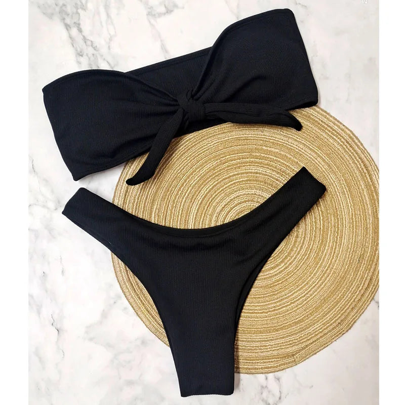 New Bikini Bottoms Women's Swimsuit Low Waisted Bottom Solid Red Swimwear Thong Beachwear Brazilian Bathing Suit Summer