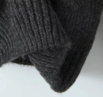 Foridol Slash Neck Dark Grey Mohair Women Sweater Pullover Femme Casual Loose Trendy Style Autumn Winter Knitted Pullover