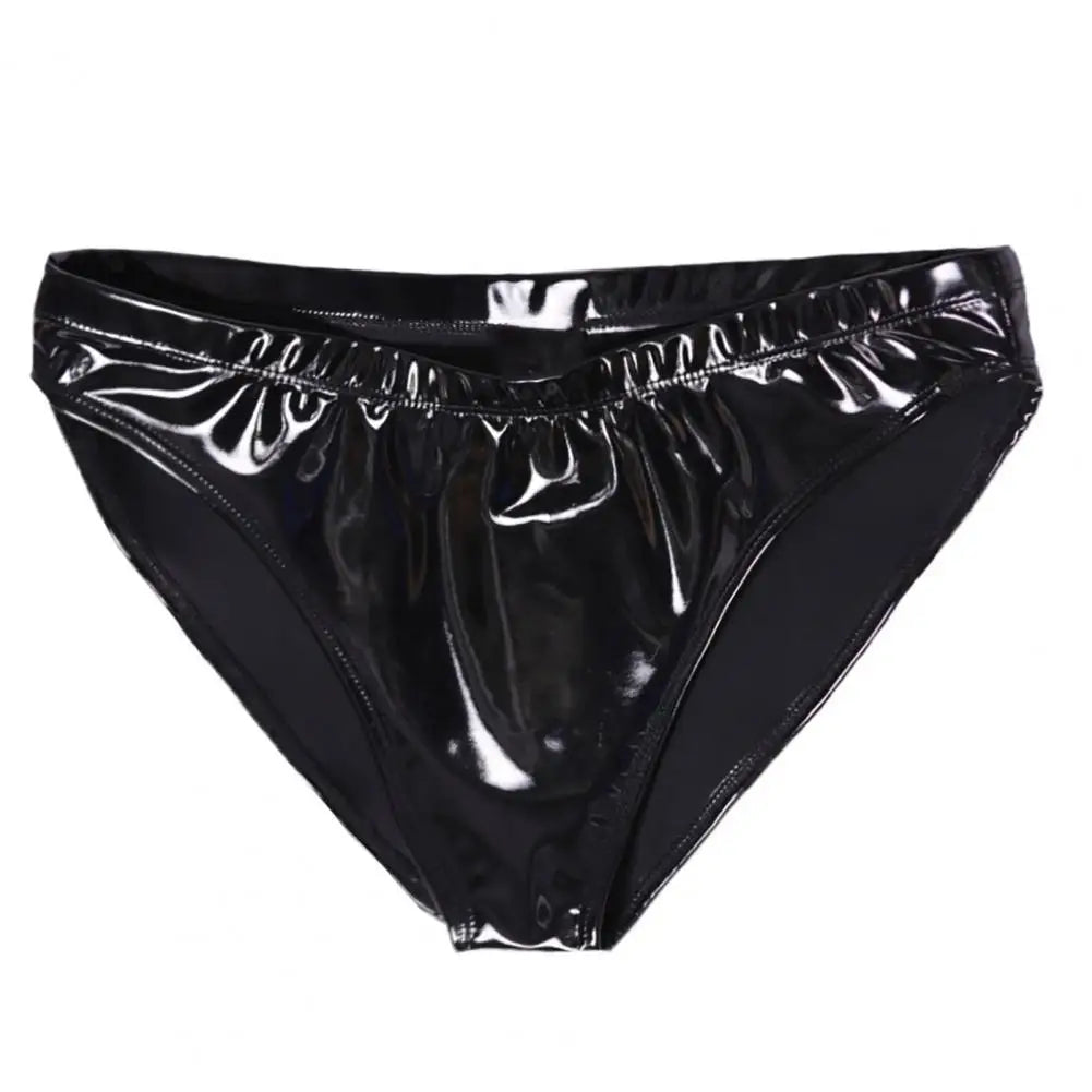 Women Panties Glossy Surface Triangle Shape Elastic Waist Honeymoon Underwear High Waist Bright Mirror Paint Women Underpants