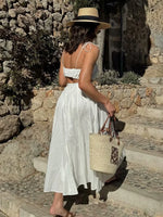 Foridol Solid White A-line Long Skirt Spring Summer Women Elegant Pleated Skirt Bottoms 2025 High Waist Female Faldas Mujer