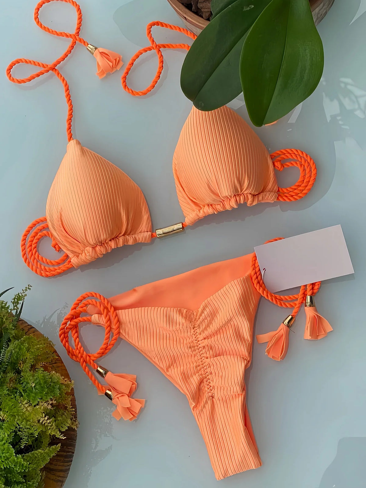 Sexy Braiding rope Bandage Solid Bikini Set Women SwimsuitPit strip fabric Triangle Swimwear Bathing Suit Brazilian Biquinis