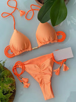 Sexy Braiding rope Bandage Solid Bikini Set Women SwimsuitPit strip fabric Triangle Swimwear Bathing Suit Brazilian Biquinis