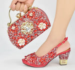 Doershow Italian orange Shoes And Bag Sets For Evening Party With Stones Italian Leather Handbags Match Bags! !HUK1-32