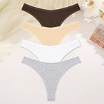 4PCS Women Seamless Thong Cotton Thin Strap Low Waist High Flexibility Panties Sexy Underwear Ladies Briefs T-back Soft Women