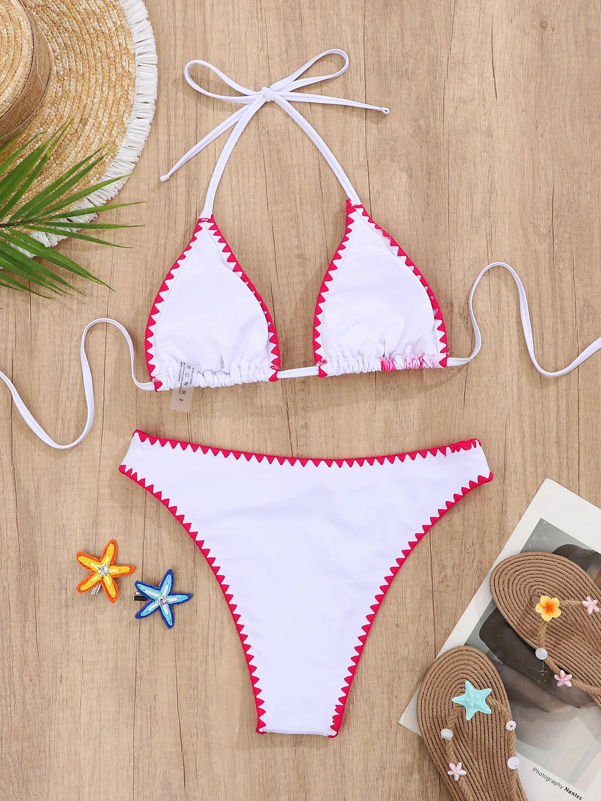 2026 New Sexy Low Bikini Set Swimwear Women Print Floral Brazilian Halter Backless Swimsuit Strappy Beachwear Dot Biquini Female
