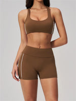Quick Drying Shaved Tight Yoga Suit for Women Color Contrast Slim Sports Bra High Waist Shorts Running Fitness Suits Tracksuit