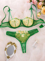 French-style floral embroidery lace lingerie set,sexy and pure desire sheer bra support,Valentine's Day party