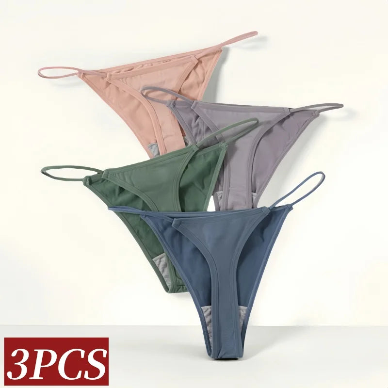 3Pcs/Set Women Panties G-String Seamless Underwear Low Rise Thongs Sexy Lingerie Female Thong G-String High Cut Panties