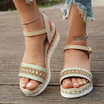 Zoki Plus Size Ankle Buckle Wedge Sandals for Women 2025 Summer Non Slip Beach Shoes Woman Lightweight Platform Sandles Female