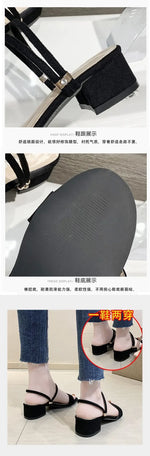 Women Sandals Chunky Heels Slides Summer 2026 Elegant Shoes Women Slipper Big Size 34-42 Fashion Summer Sandal Women