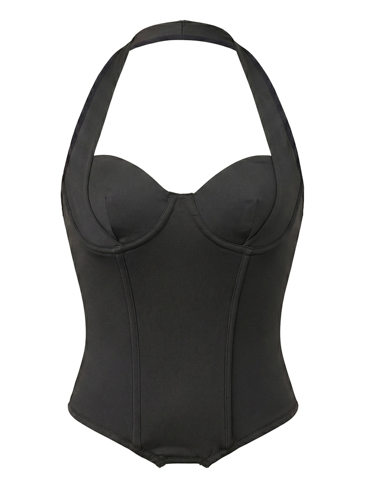 Women's Retro Corset Tops Open Back Halter Sleeveless Fishbone Slim Fit Tank Tops Summer Chic Vest
