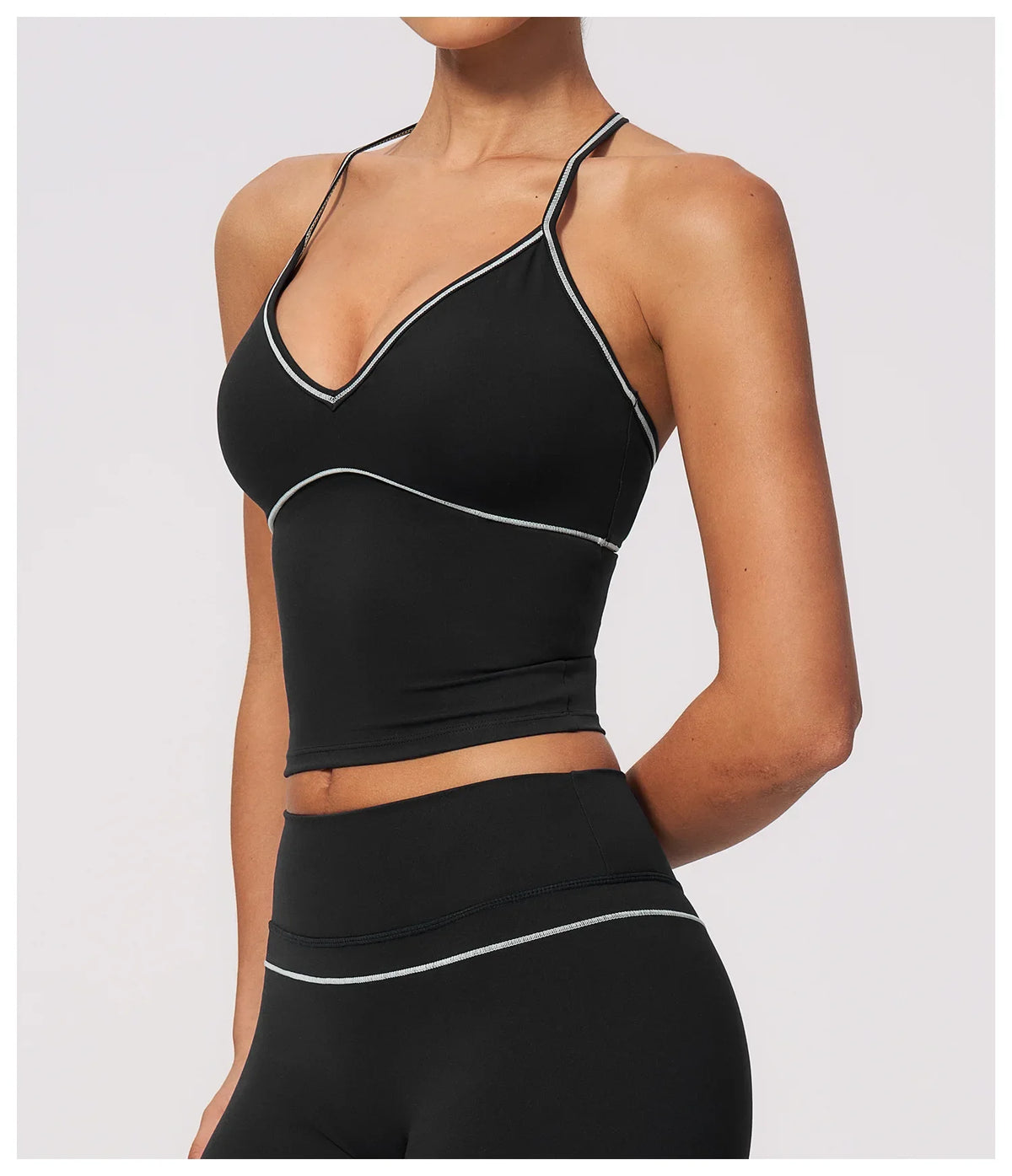 Summer Back I Shaped Sports Bra Sexy Deep V Neck Contrast Color Slimming Yoga Tank Top Outdoor Workout Fitness Gym Running Vest
