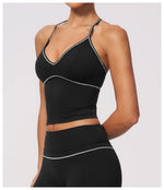 Summer Back I Shaped Sports Bra Sexy Deep V Neck Contrast Color Slimming Yoga Tank Top Outdoor Workout Fitness Gym Running Vest