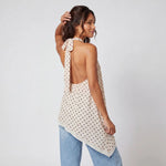 Women's Summer Solid Color/Dot Print Halter Tops Stylish Layered Asymmetrical Handkerchief HemSleeveless Vest