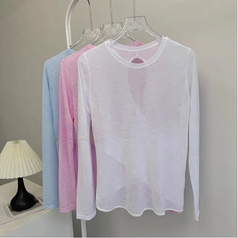 Autumn Thin Loose Long Sleeve Gym Breathable Yoga Blouse Hollow Beauty Back Running Cross Yoga Clothing Fitness Pilates Top Suit