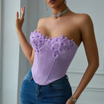 Hot girl's low-cut butterfly tube top rhombus underwired fishbone top