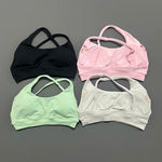 HISTELLO Impacts Asymmetric Sports Bra Women Seamless Yoga Underwear Adjustable Backless Halter Top Workout Running Gym Bra