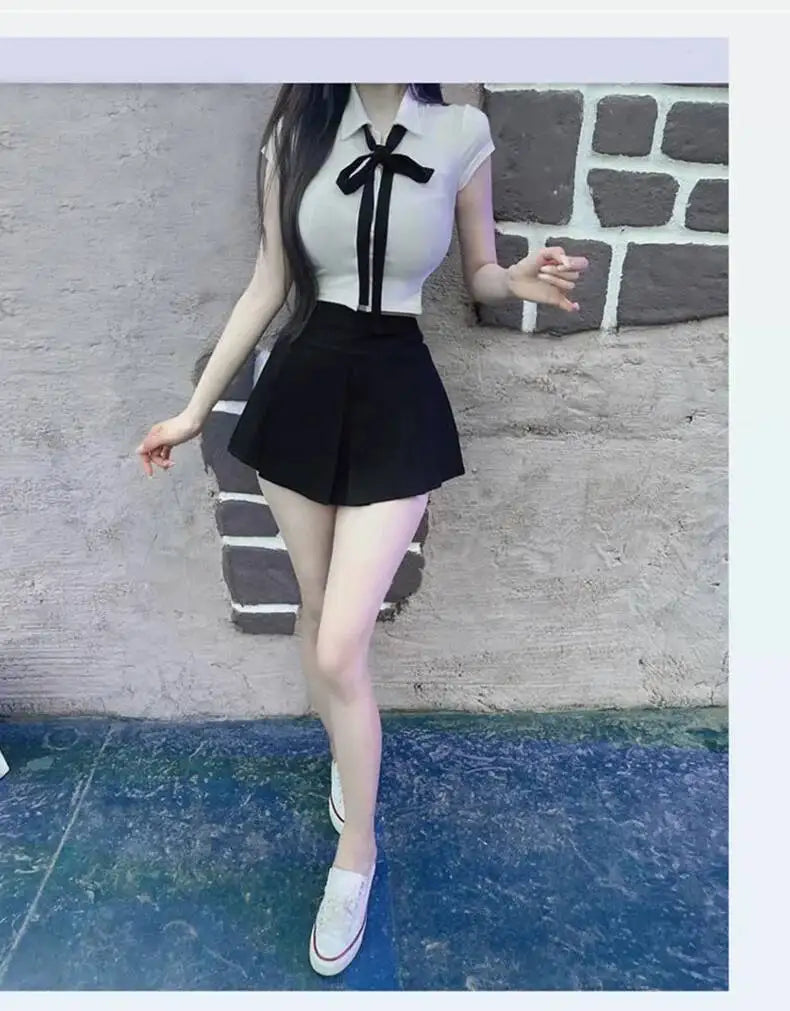 WOMENGAGA Korea Style Sexy Slim High Waist Strap A-line Half Length Skirt Fashion Women Skorts JK Sweet 2023 NewOW3W