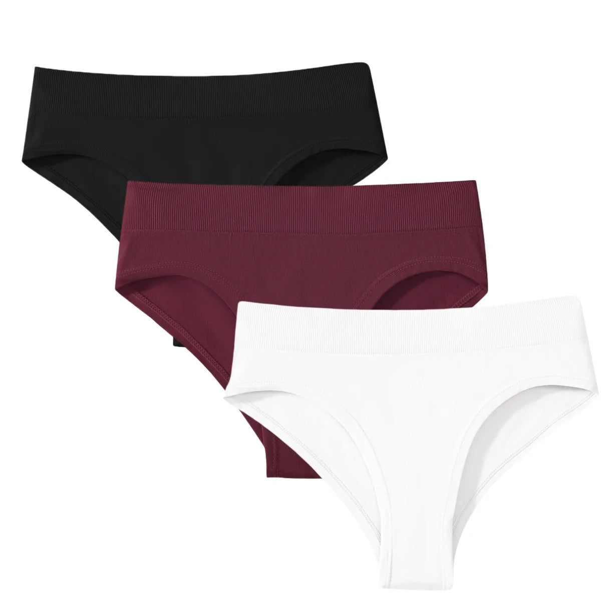 3Pcs/Set High Rise Briefs Women Classic Panties Female Underpants Solid Color Panty Plus Size Underwear Sexy Lingerie S-3XL