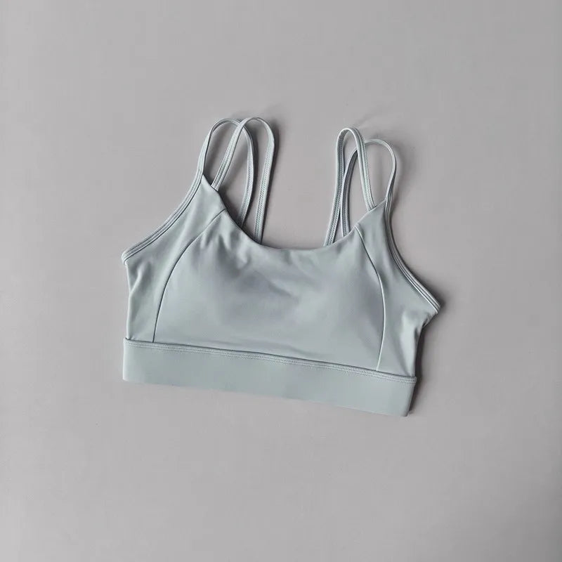 Women's Yoga Sports Bra Shock-Absorbing Gathered Front with Fine Strap Detailing Beautiful Back Design for Running Fitness Vest