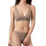 Women Seamless Bra And Panties Set Sexy Ribbed Bra Top Low Waist Thongs Wire-free Brassiere No Pads Comfort Intimates M-XL