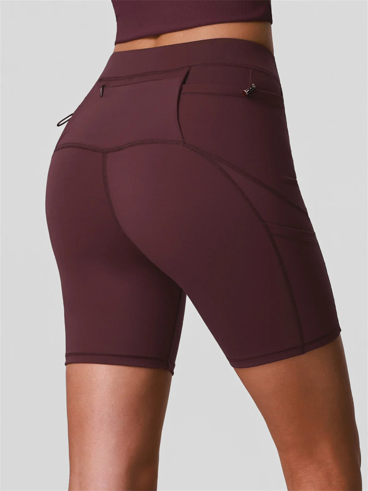 Naked High Waisted Yoga Shorts Women Quick Drying Side Pocket Cycling Pants Outdoor Abdominal and Hip Lifting Sports Shorts