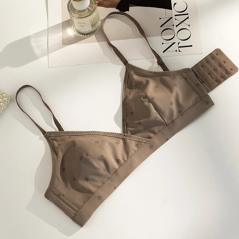 Elegant French Triangle Bra Rabbit Ear Cup Non-Padded Push Up for Small Bust Anti-Bulge Summer Lingerie UK Sizes MOYISU Sexy S-L
