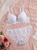 6-Piece Set Women's Bra and Panties Set Sexy Patterned Lace Patchwork No Lining Comfortable Fitting Women's Push-Up Bra Women's Underwear Set