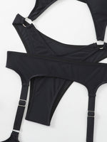 Sexy Black One Piece Swimsuit Women 2025 Hollow Out Push Up Suspenders Panties Thong Swimwear Beach Bathing Suit Swimming Bikini