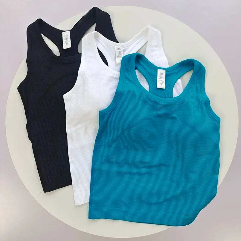 Women's One Piece Yoga Sports Vest Stretch I-Shaped Running Fitness Slimming Short Style Camisole Outerwear