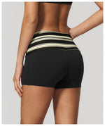 Summer Striped Polka Dot Contrast High Waist Yoga Shorts Hip Lifting Sports Tights Outdoor Workout Fitness Gym Running Pants