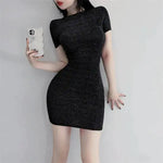 Nightclub High WOMENGAGA Waist Women Slim Mini Dress T Shirt Thin Hot Sexy Korean Women Tops Transparent Summer Fashion 6A26