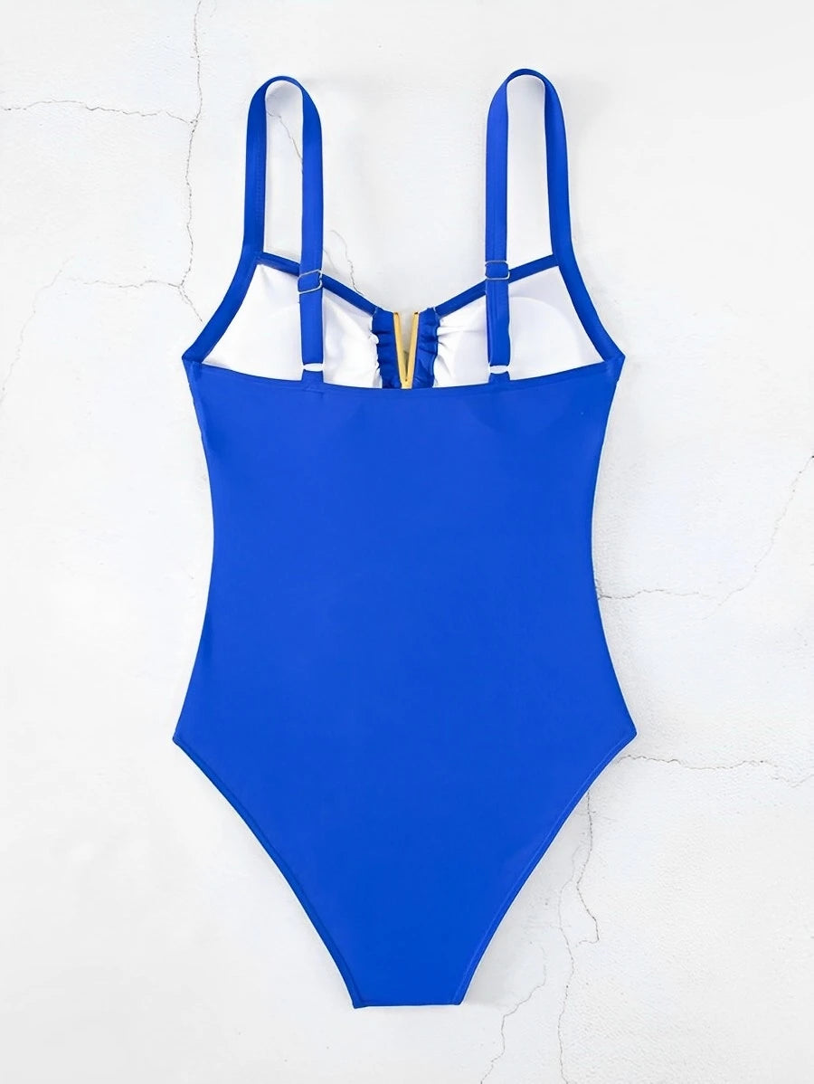 2026 Cut Out Ruched Front Swimsuit One Piece Swimwear Women Sexy Bathers Bathing Swimming Swim Suit Female Beachwear XXL